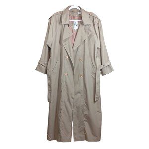 Vintage J. Gallery Trench Coat Womens 9/10 Khaki Double Breasted Belted Jacket